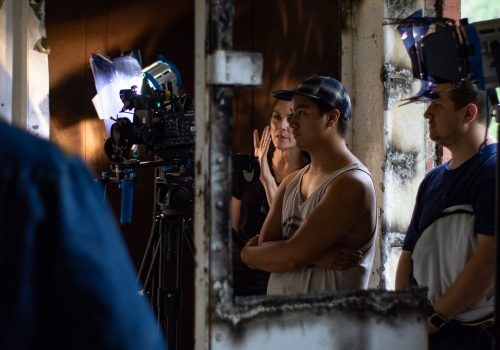 People with lighting equipment